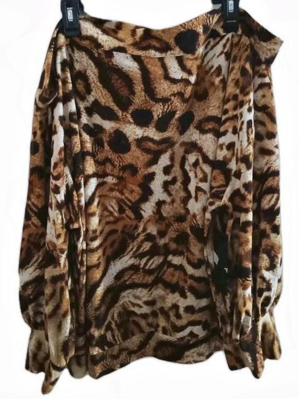 Leopard Print Off-Shoulder Top in Brown and Black 2x Coldesina